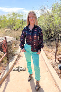 Rodeo Sweetheart Silky Button Up