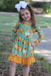 Girls Sunflower & Pumpkin Dress