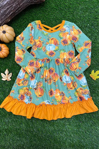Girls Sunflower & Pumpkin Dress
